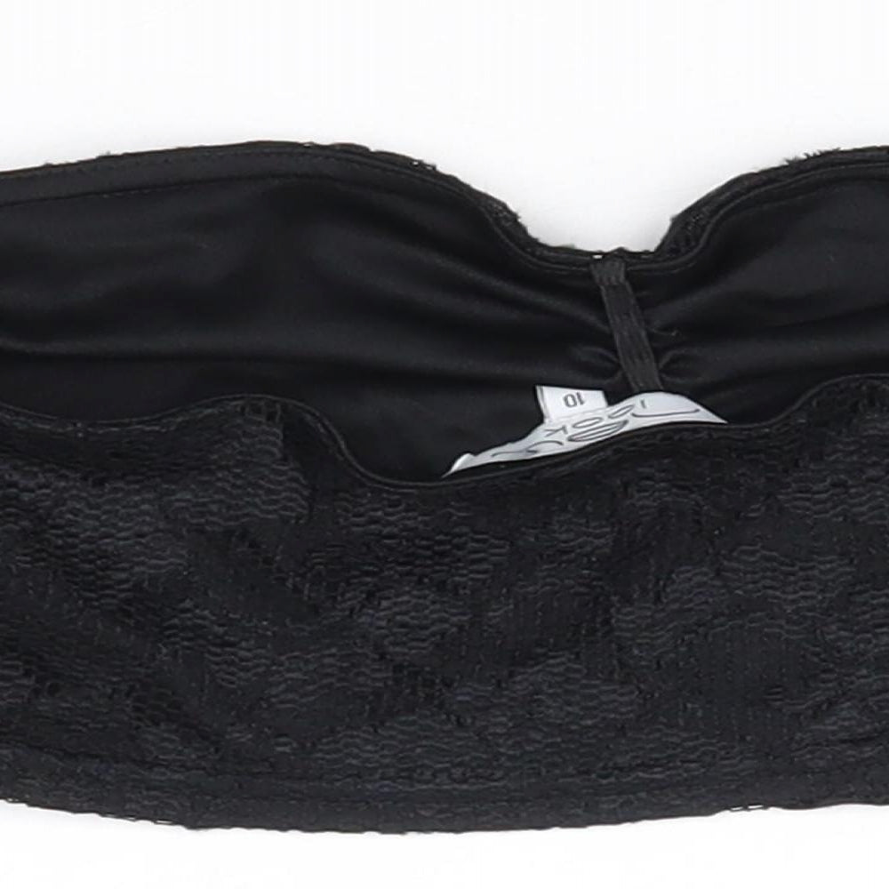 New Look Womens Black Cropped Tank Size 10 - boob tube
