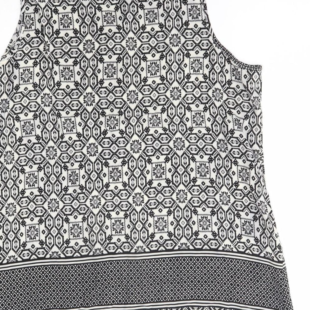 New Look Womens Grey Fair Isle Basic Blouse Size 16 - zip neck