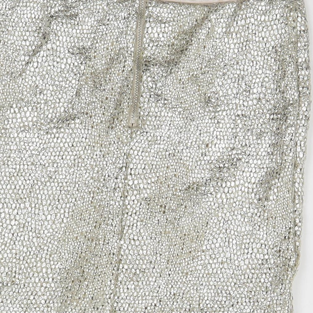 Miss Selfridge Womens Silver Straight & Pencil Skirt Size 4