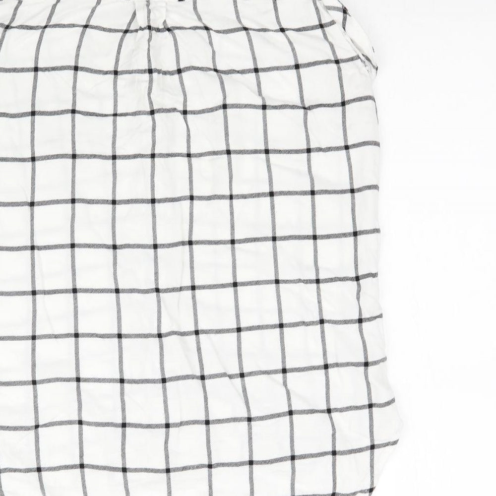 Matalan Womens White Plaid Basic Button-Up Size 8