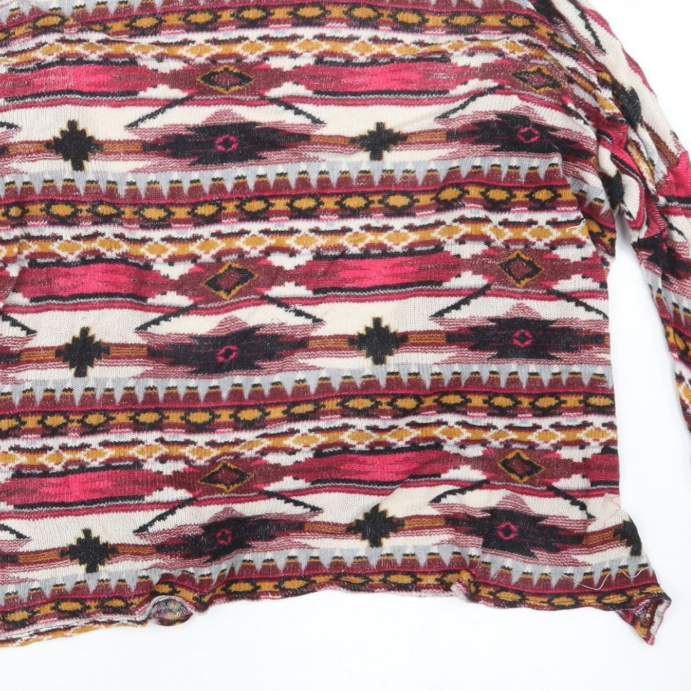 Divided by H&M Womens Pink Geometric Cardigan Jumper Size S