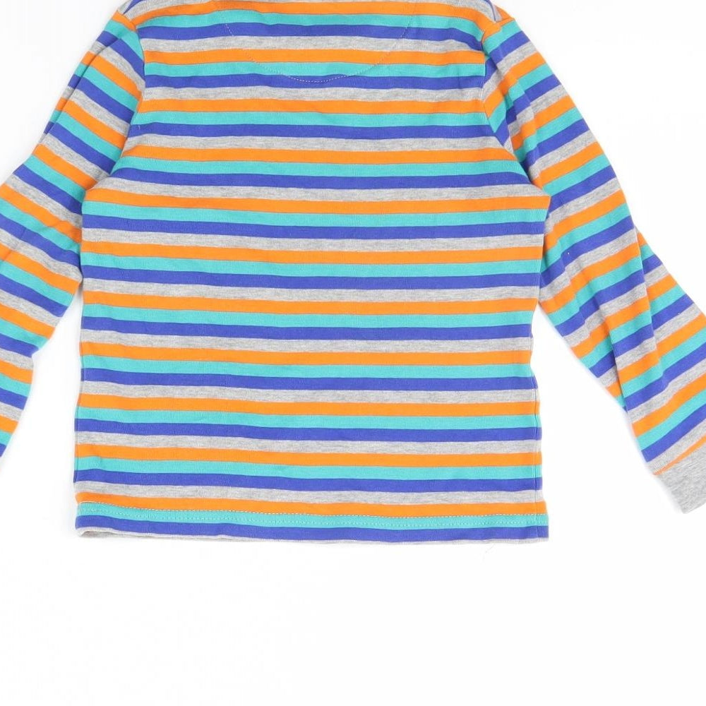 m&s Girls Green Striped Basic T-Shirt Size 4 Years