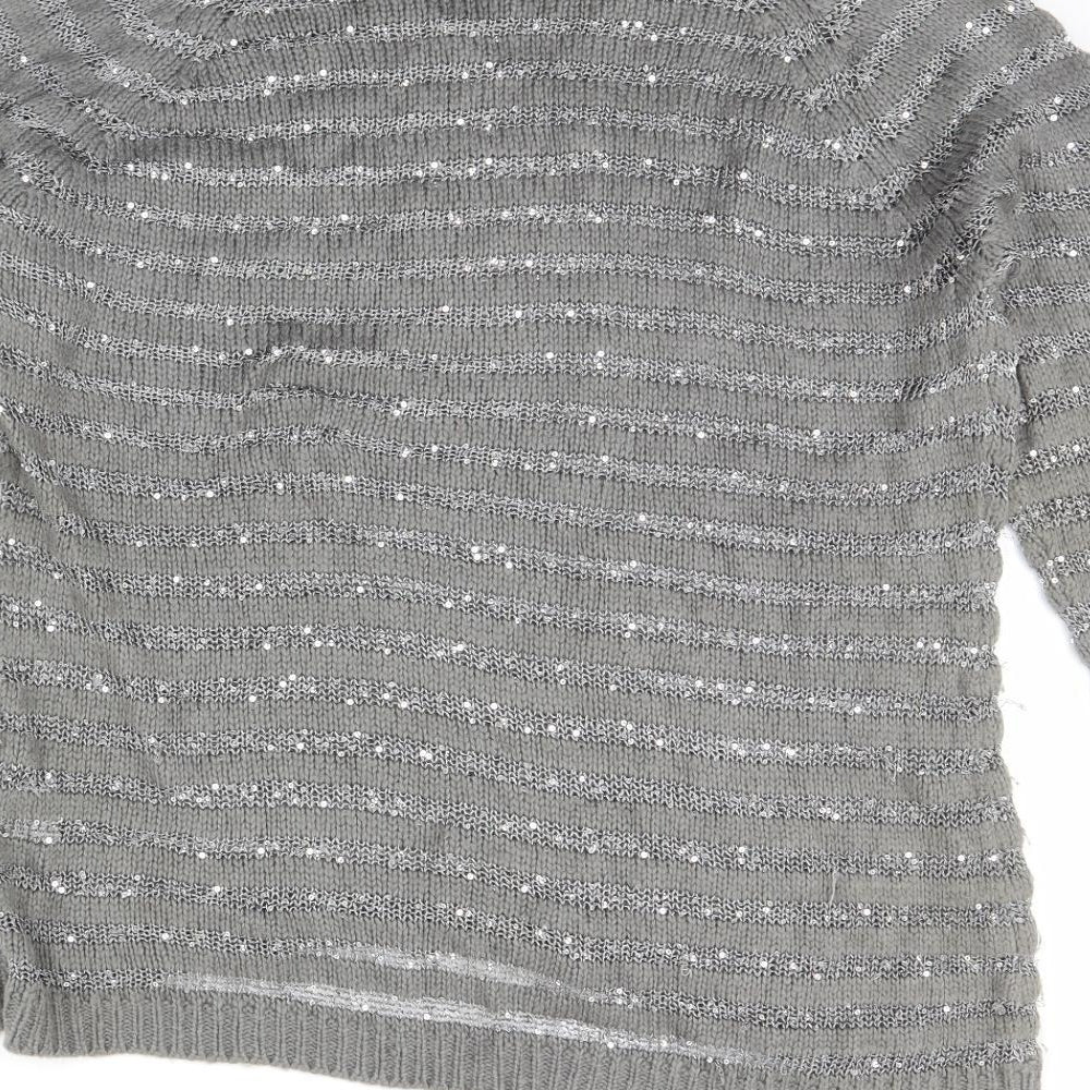 Originals Womens Grey Striped Pullover Jumper Size L