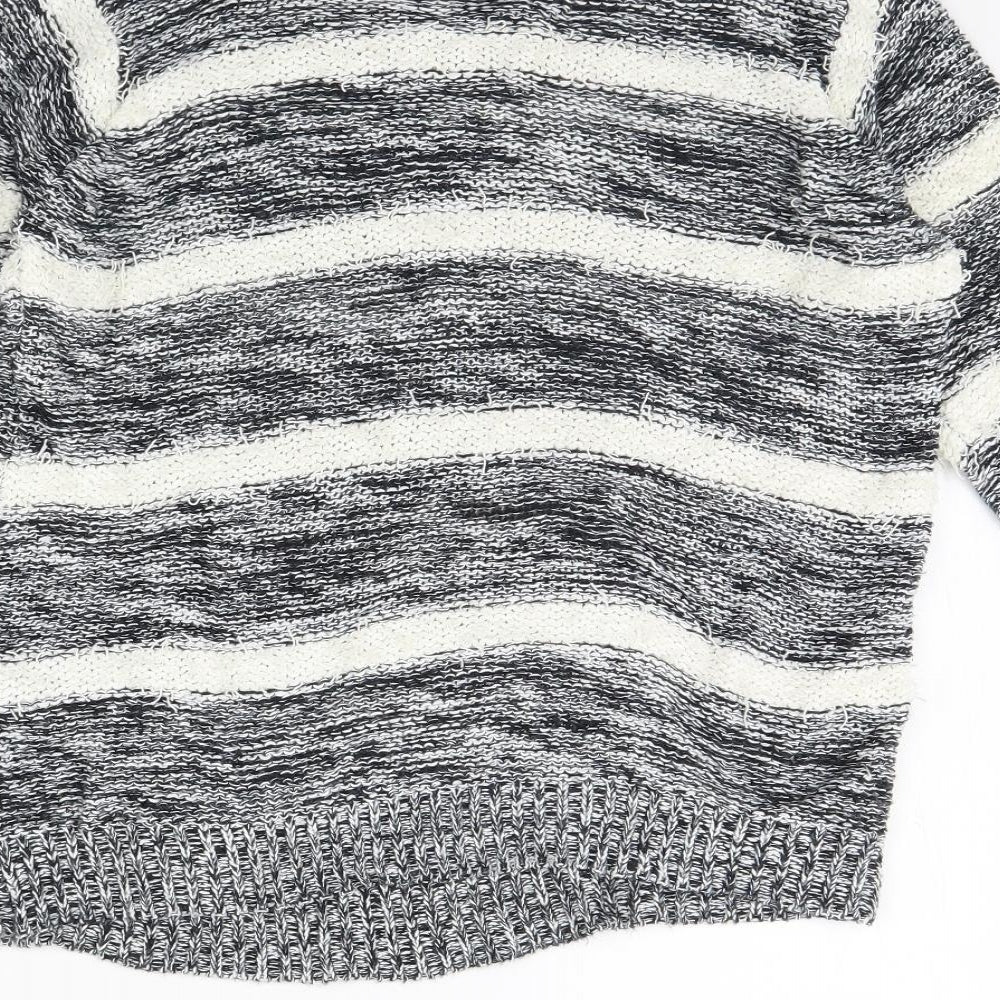 F&F Womens Black Striped Pullover Jumper Size 10