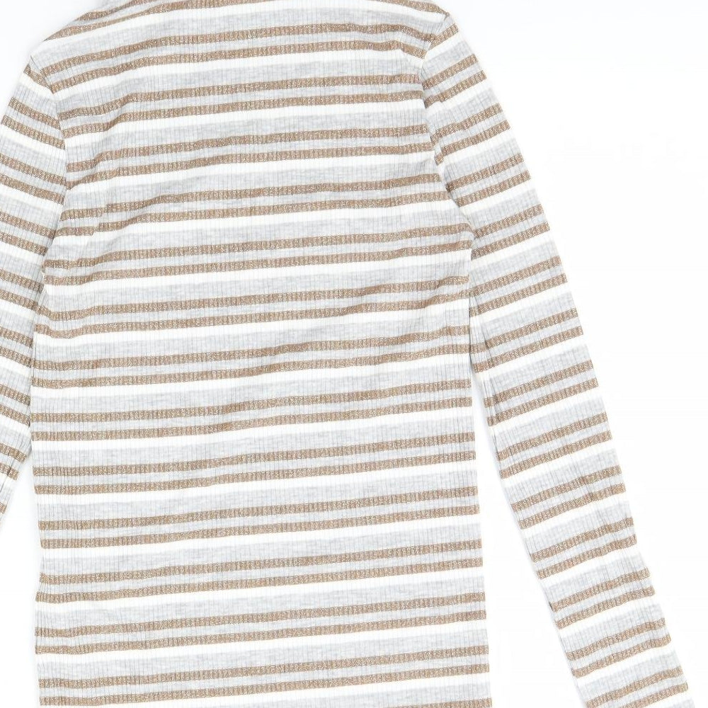 Marks & Spencer Womens Beige Striped Pullover Jumper Size 6