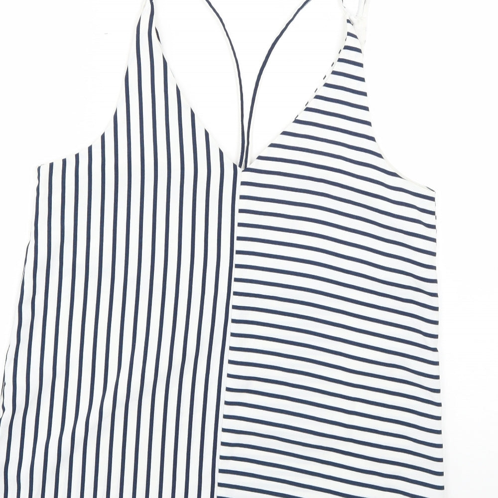 Topshop Womens Multicoloured Striped Basic Blouse Size 10