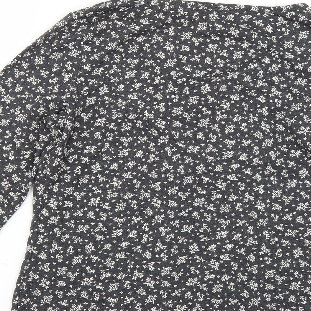 M&Co Womens Grey Floral Basic Blouse Size 8