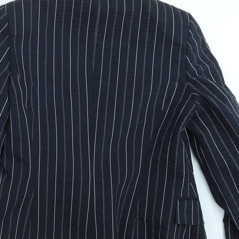 Libra Womens Blue Striped Jacket Blazer Size 10