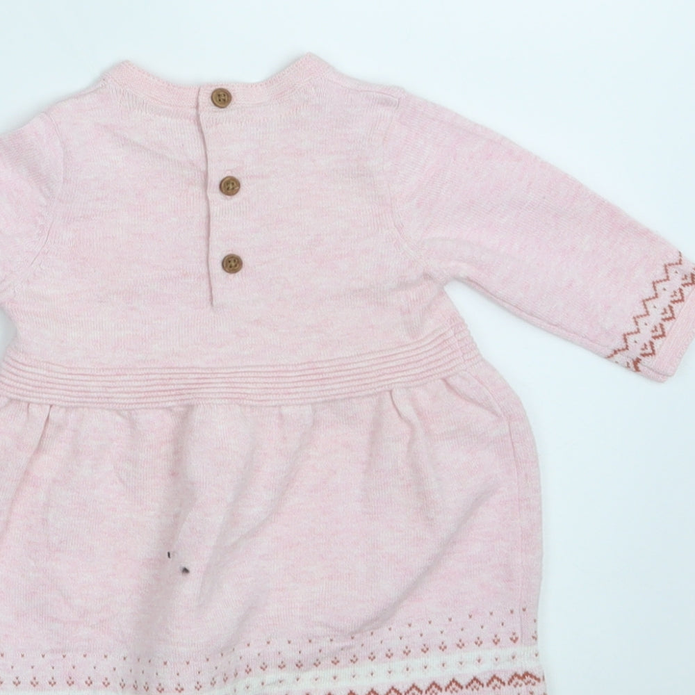 TU Girls Pink Fair Isle Knit Pullover Jumper Size 0-3 Months