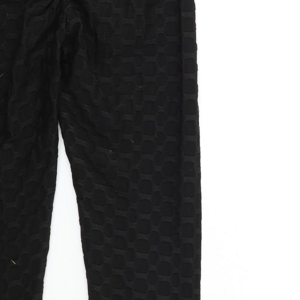 Preworn Womens Black Carrot Leggings Size M L25 in - rouched back