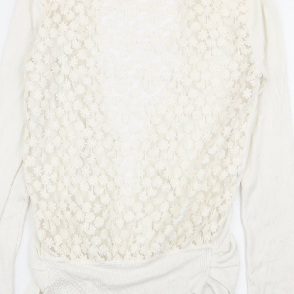 vouley vous Womens White Floral Cardigan Jumper Size M