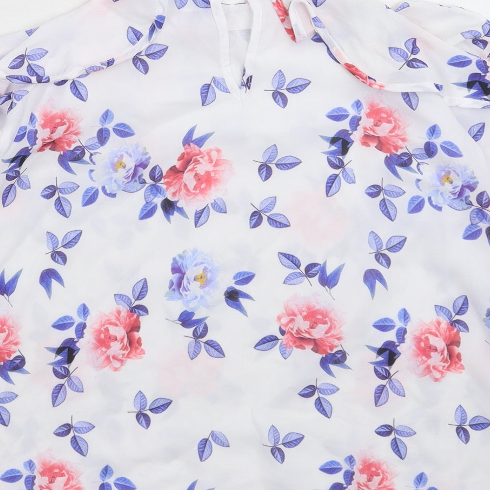 Select Womens White Floral Basic Blouse Size 6