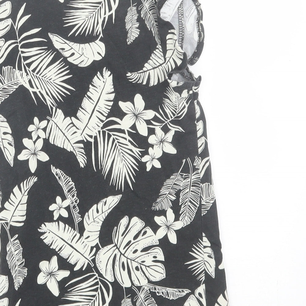 TU Girls Black Floral Basic T-Shirt Size 5 Years