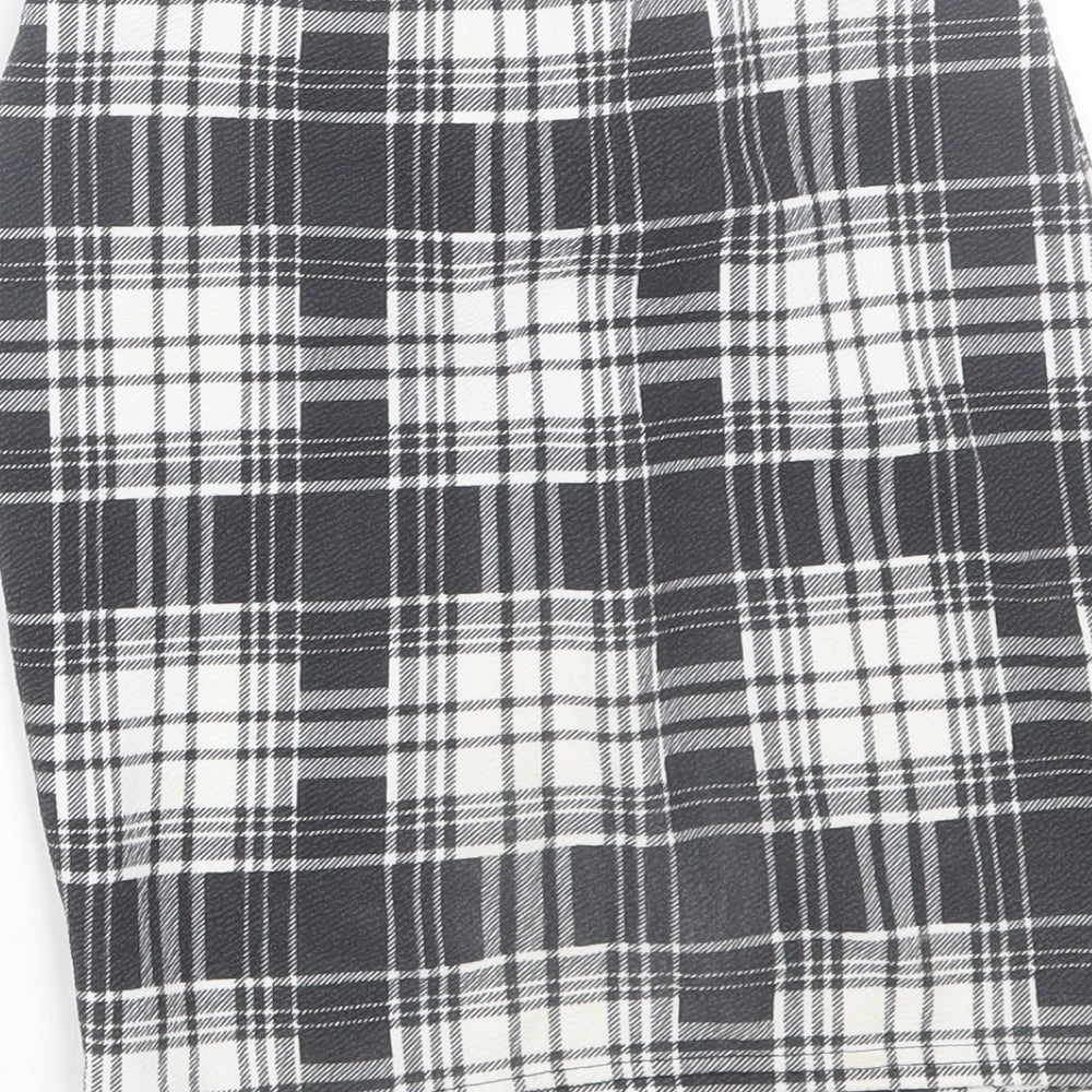 PRETTYLITTLETHING Womens Black Plaid Wrap Skirt Size 6