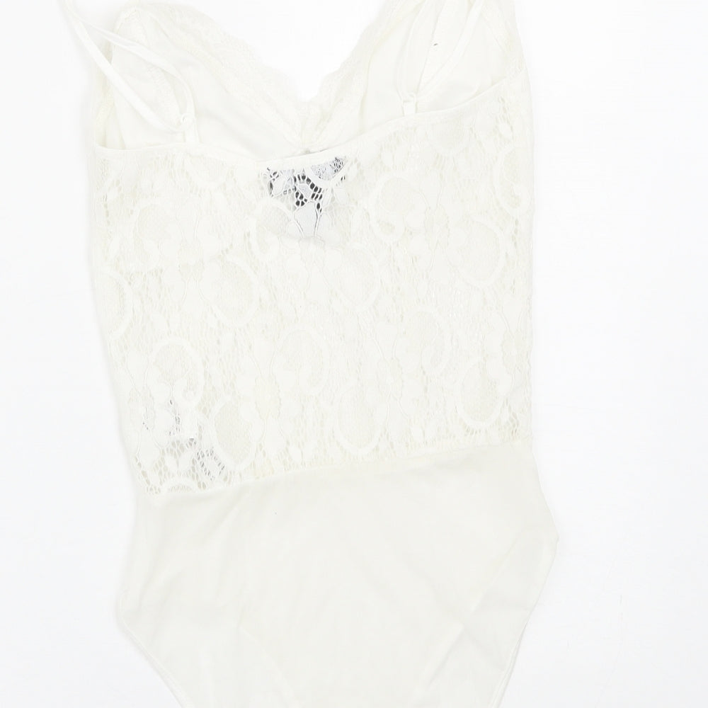 New Look Womens White Floral Catsuit One-Piece Size 8