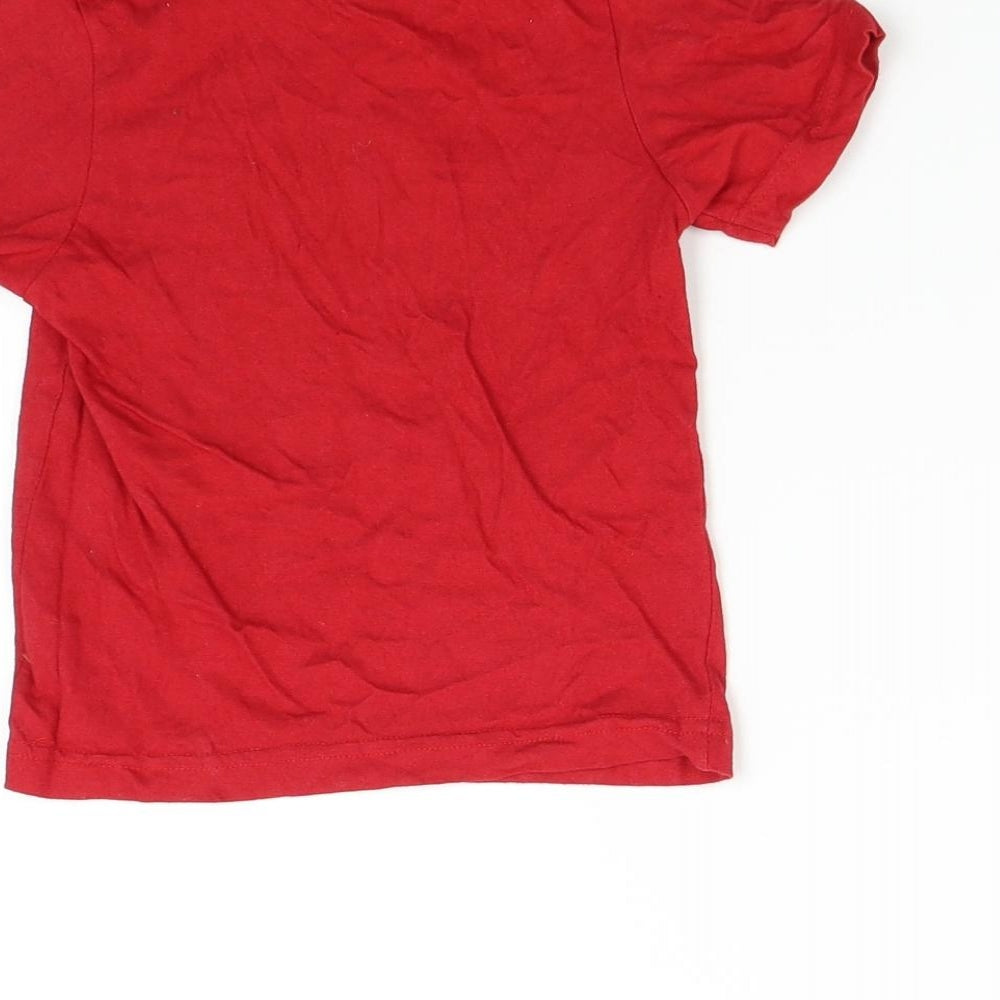 Preworn Boys Red Basic T-Shirt Size 3-4 Years - Football Star
