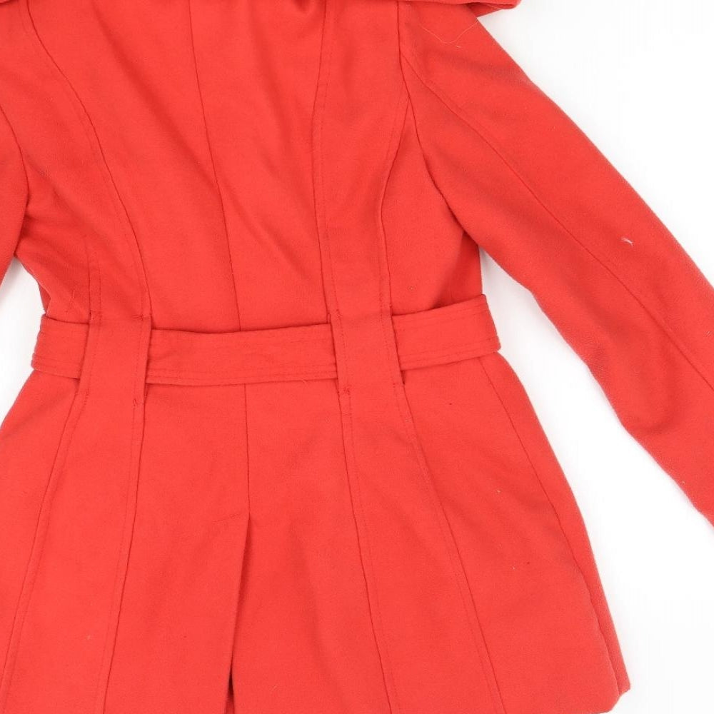 New Look Womens Red Overcoat Coat Size 8