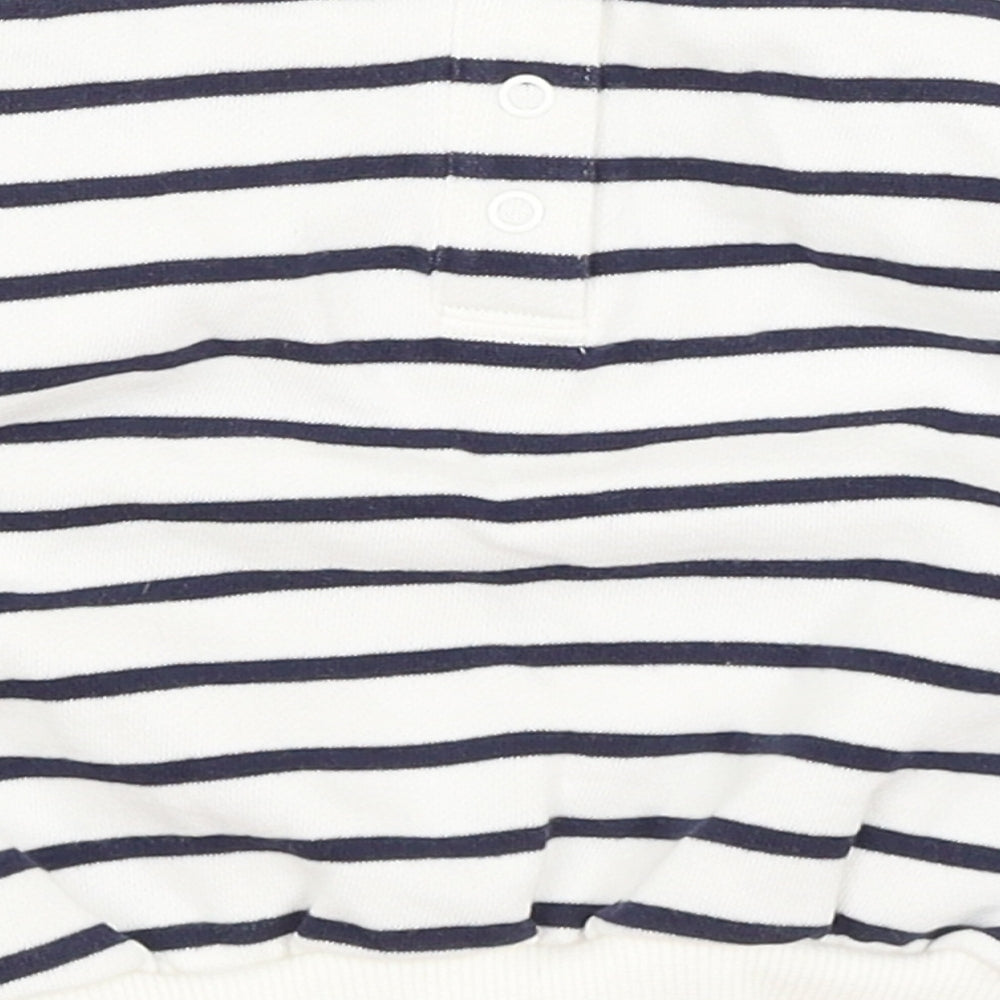 F&F Baby White Striped Pullover Jumper Size 0-3 Months - Strawberries