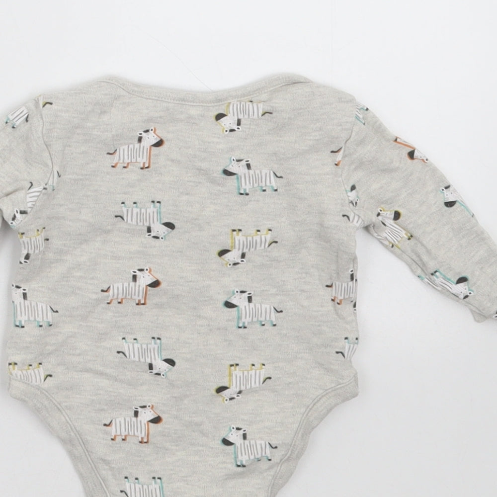 Very Baby Grey Babygrow One-Piece Size 0-3 Months - zebras
