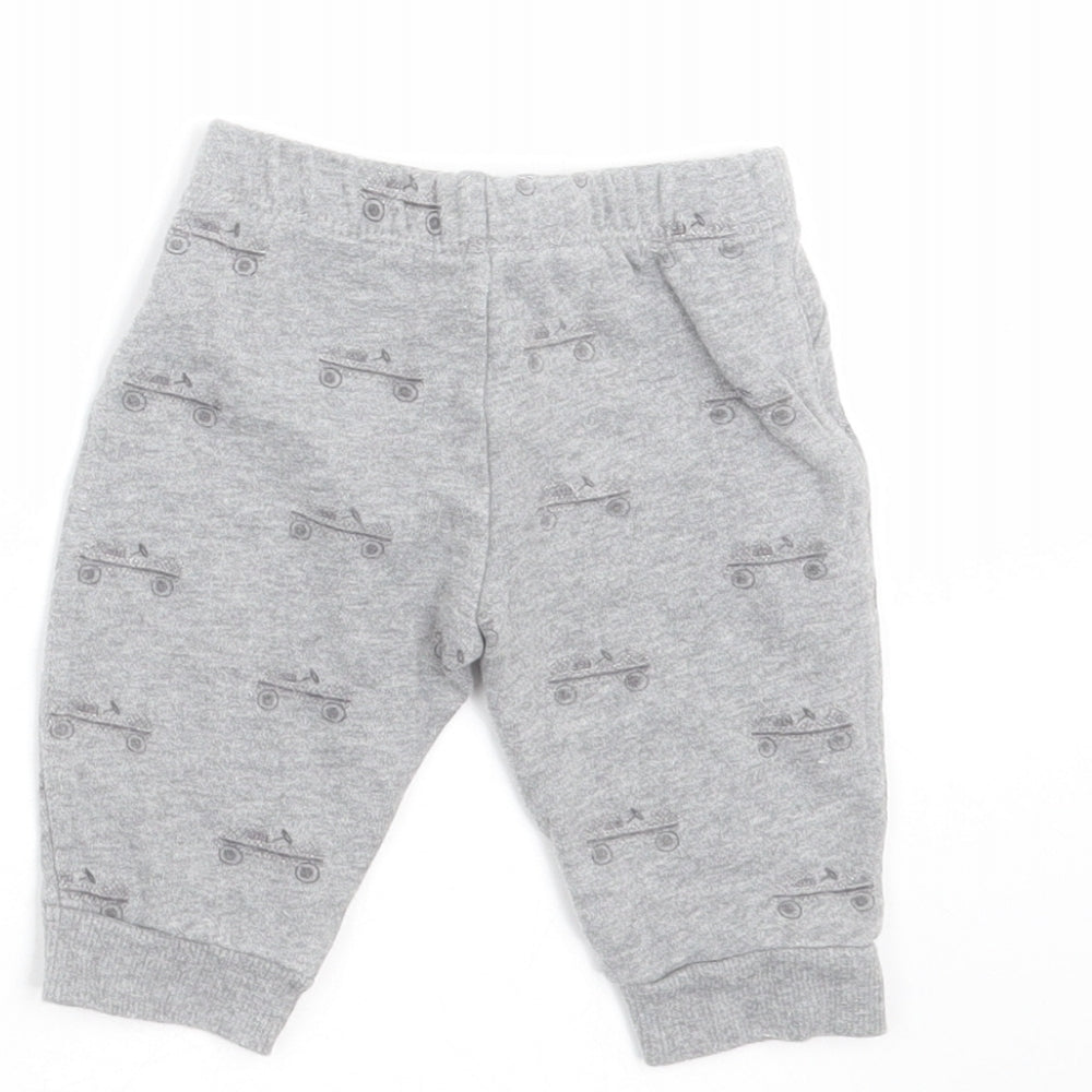 John Lewis Boys Grey Jogger Trousers Size 0-3 Months - car print