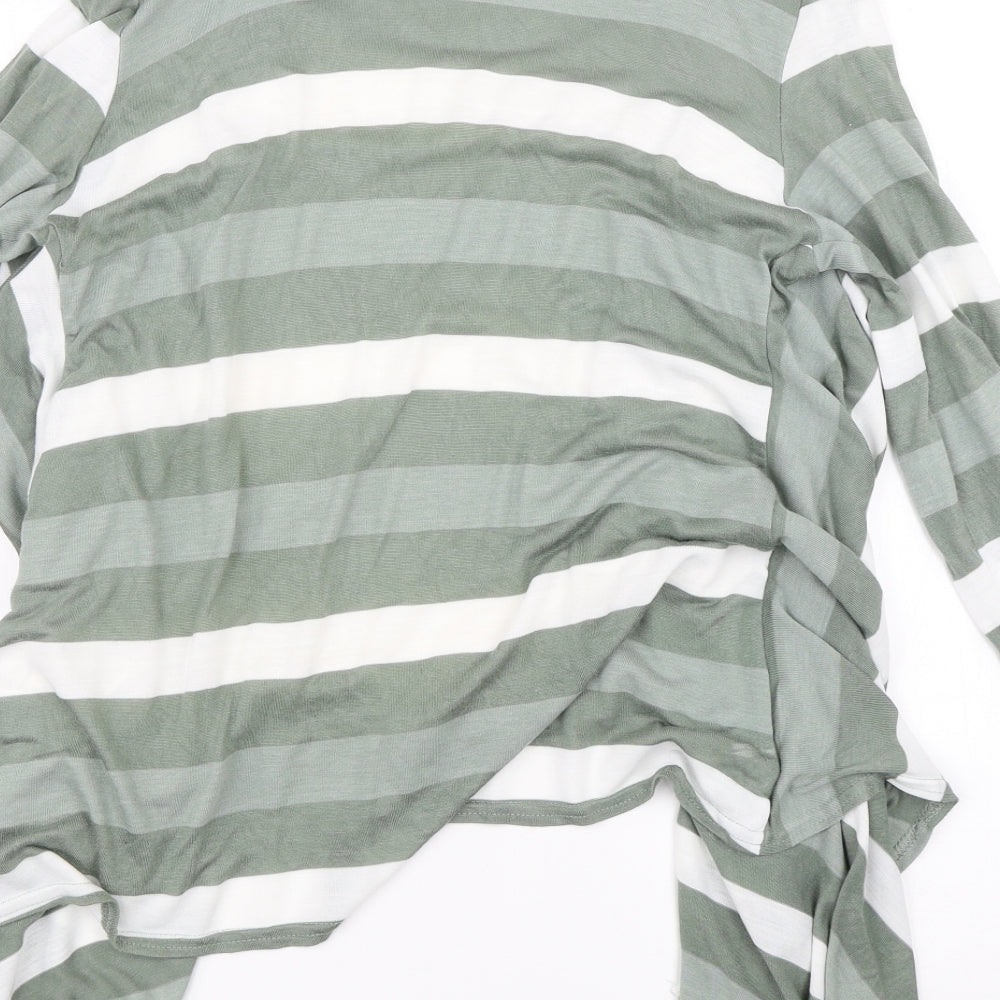 Mimosa Womens Green Striped Basic T-Shirt Size L