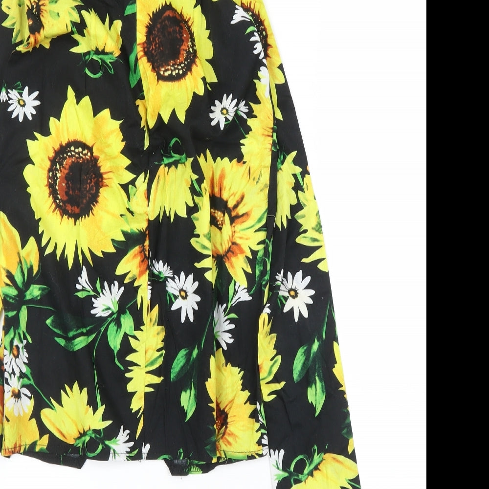 Parisian Womens Black Floral Basic Blouse Size 6