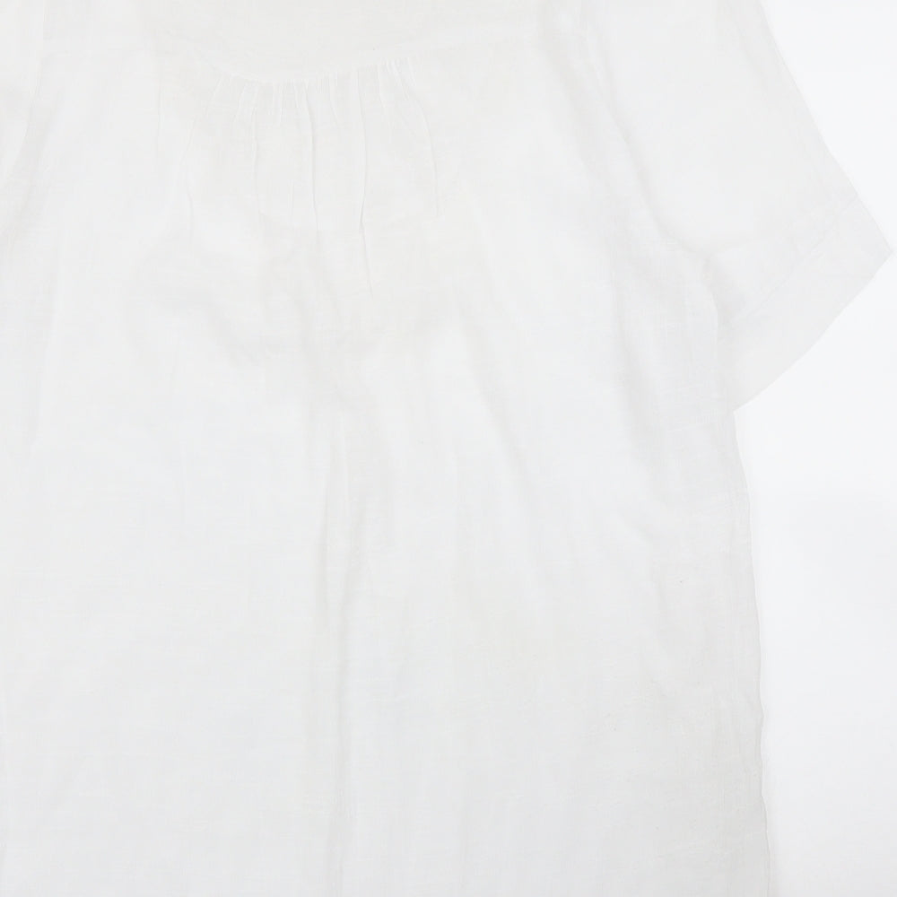 Jin Se Niao Womens White Tunic Blouse Size XL