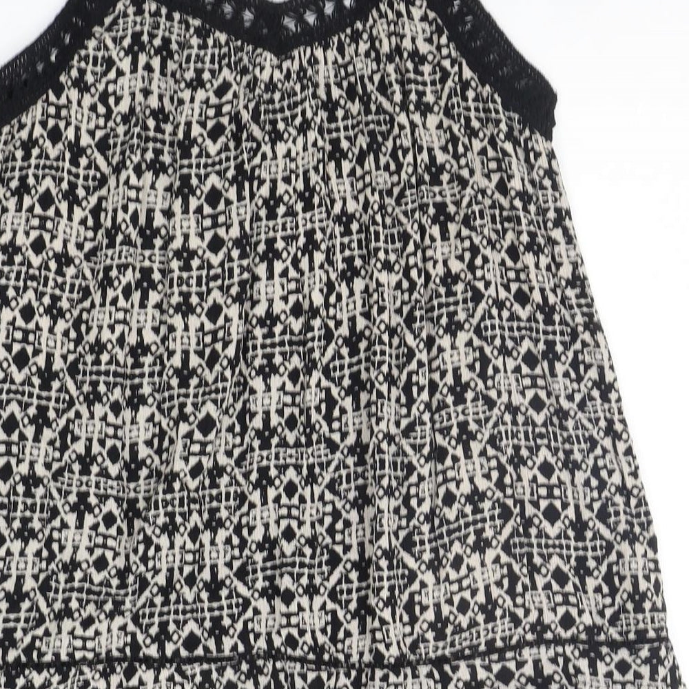 New Look Womens Beige Geometric Basic Tank Size 8