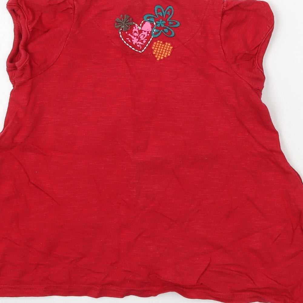 Marks & Spencer Girls Red Basic T-Shirt Size 12 Months