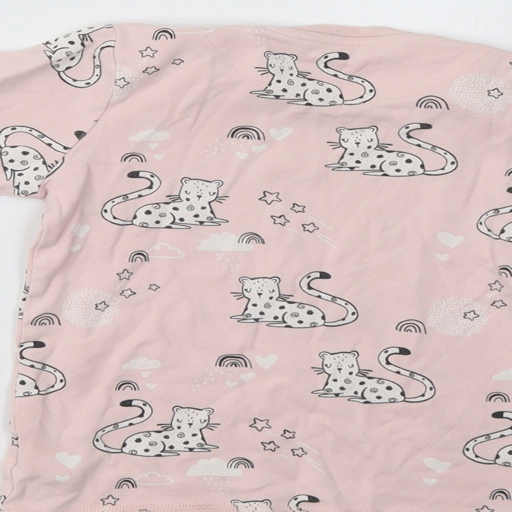Next Girls Pink Top Pyjama Top Size 5-6 Years - Cat Print