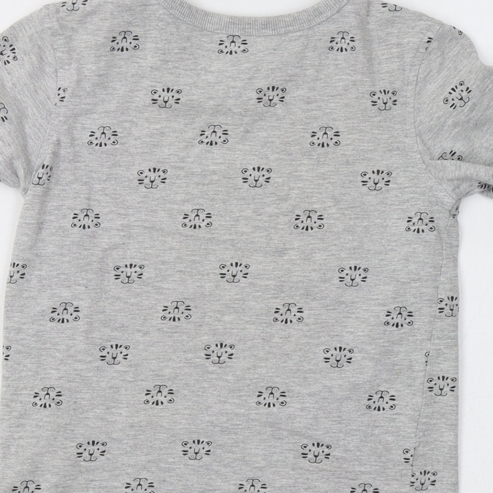 George Girls Grey Basic T-Shirt Size 5-6 Years - Cat Print