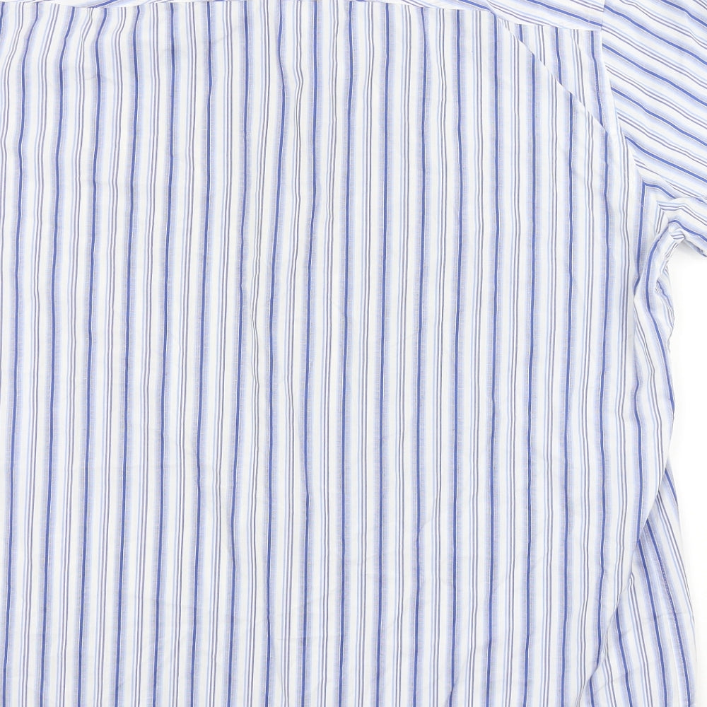 Thomas Nash Mens Blue Striped Button-Up Size L
