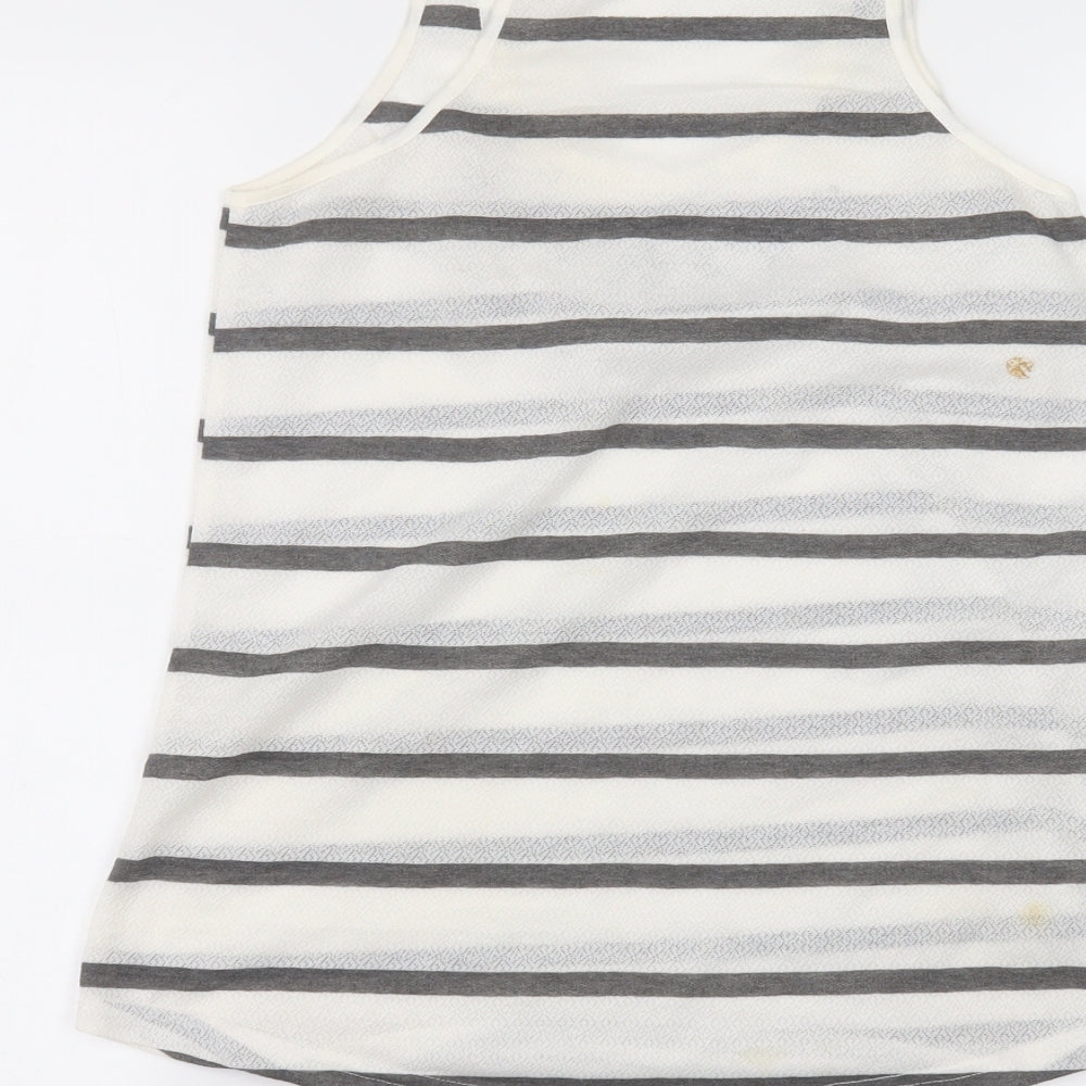 Preworn Womens White Striped Basic T-Shirt Size S