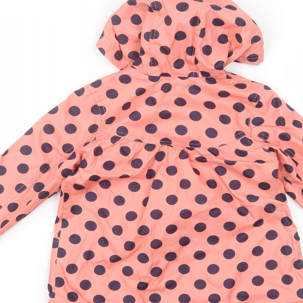 Mothercare Girls Pink Polka Dot Parka Coat Size 2-3 Years