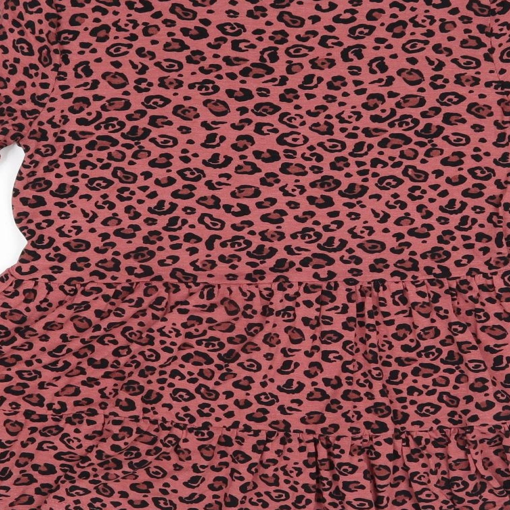 New Look Womens Pink Animal Print Basic Blouse Size 8