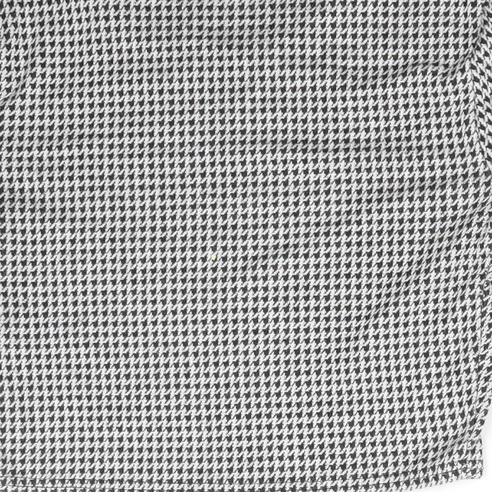 Miss Selfridge Womens Multicoloured Houndstooth Cropped T-Shirt Size 8