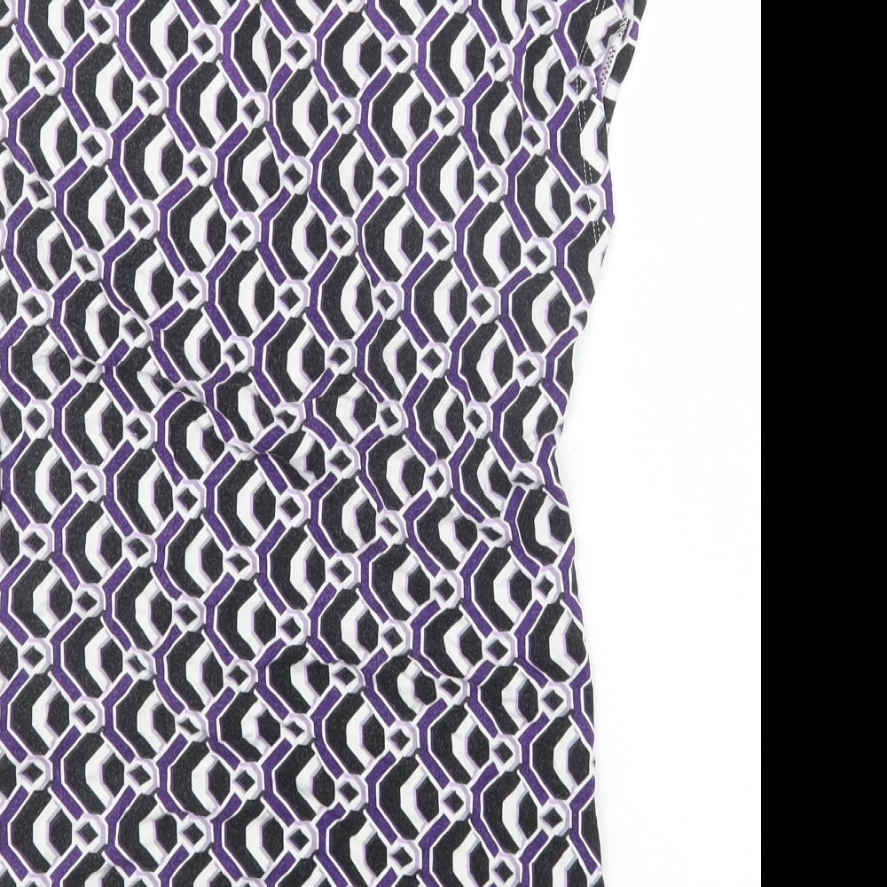 South Womens Purple Geometric Basic T-Shirt Size 8