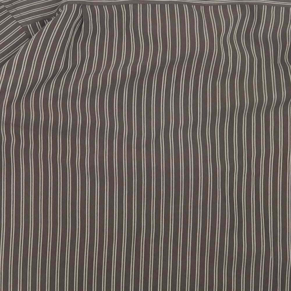 EWM Mens Brown Striped Button-Up Size L
