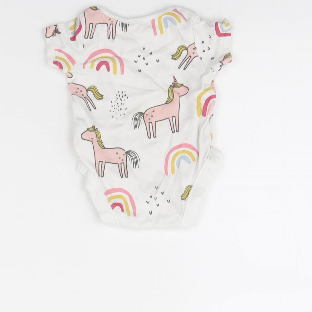 F&F Baby White Spotted Babygrow One-Piece Size 0-3 Months - Unicorn