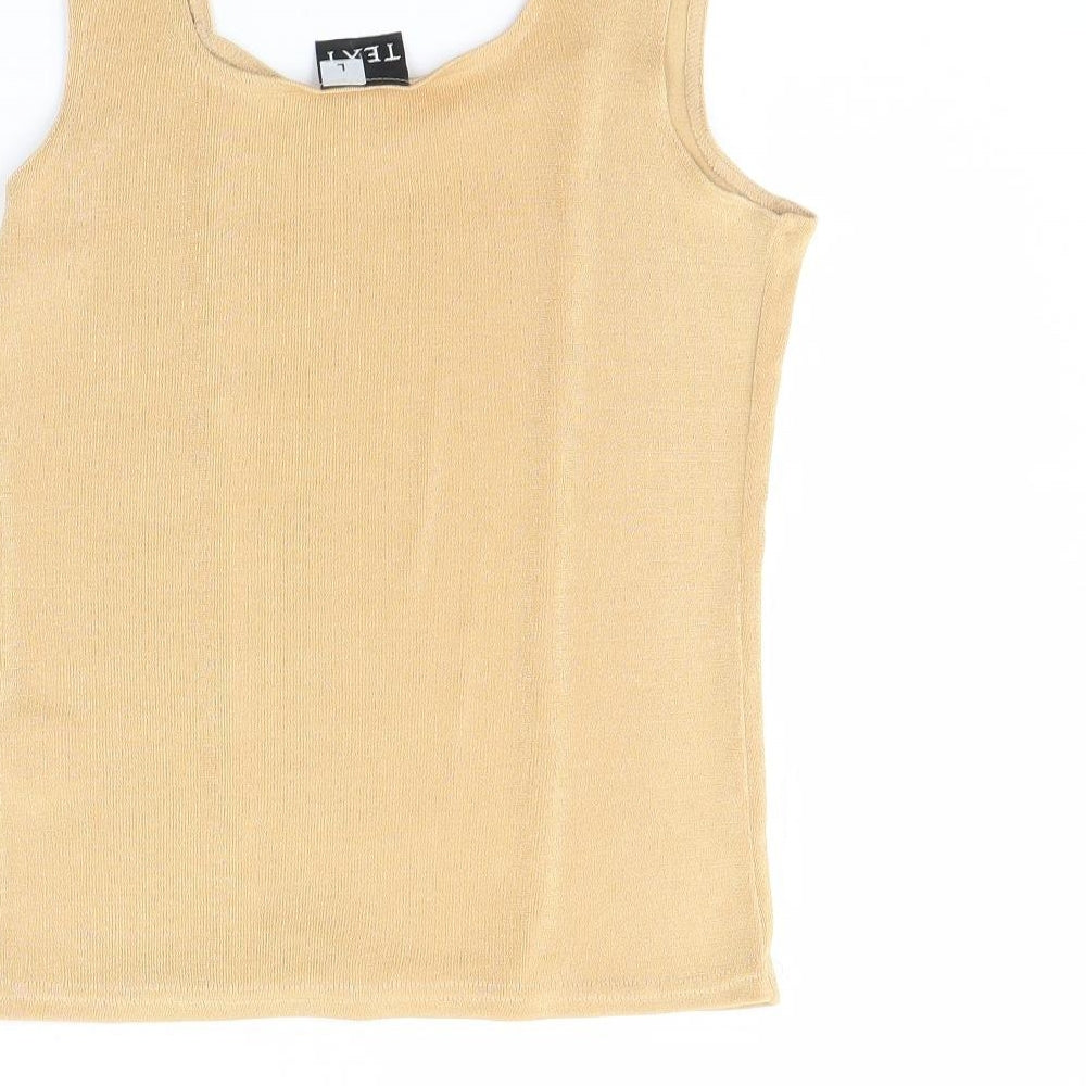 text Womens Beige Basic Tank Size L