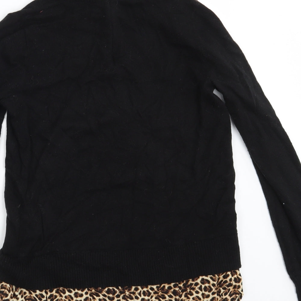 Topshop Womens Black Animal Print Pullover Jumper Size 8