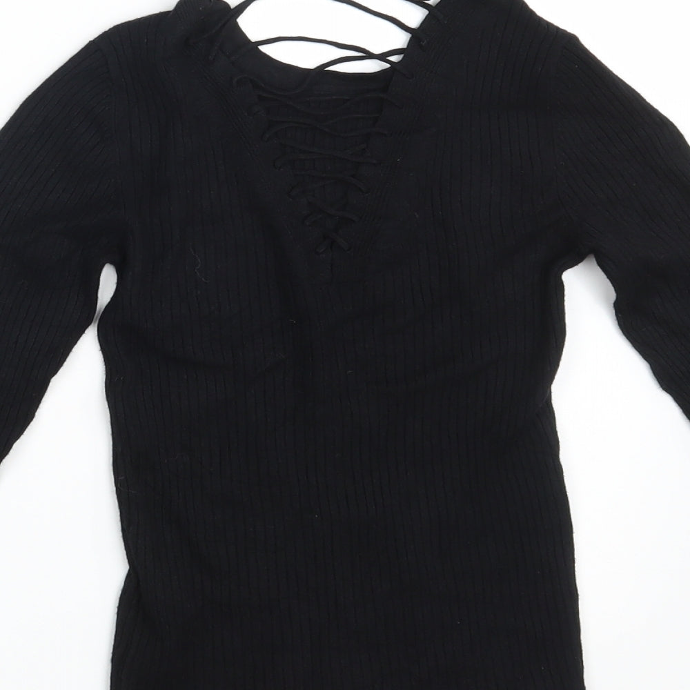 New Look Womens Black Knit Pullover Jumper Size 6