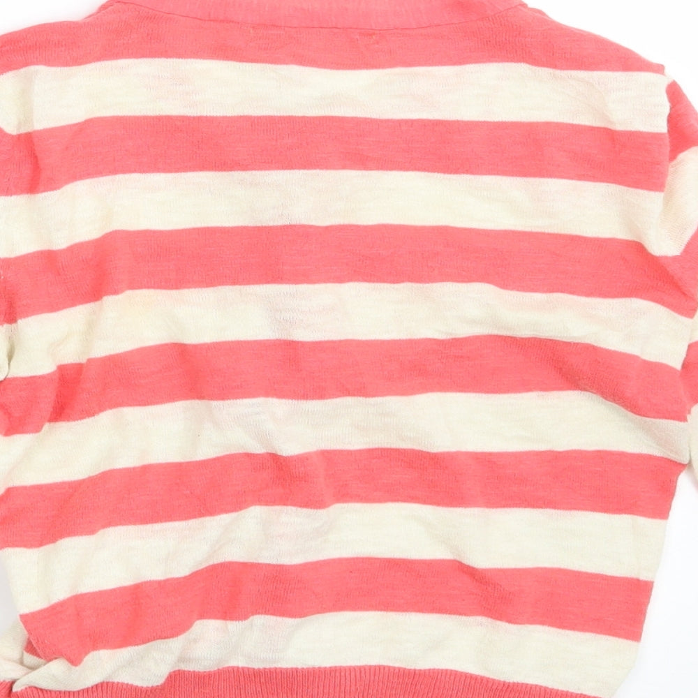 Marks & Spencer Womens Pink Striped Cardigan Jumper Size 10