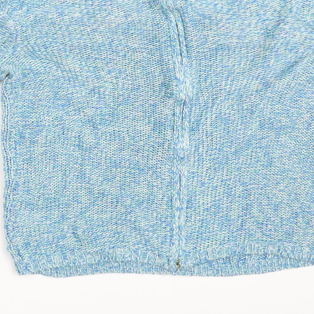 F&F Womens Blue Knit Full Zip Jumper Size 10