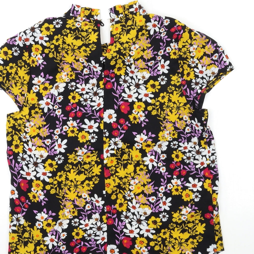 Apricot Womens Black Floral Basic Blouse Size 10