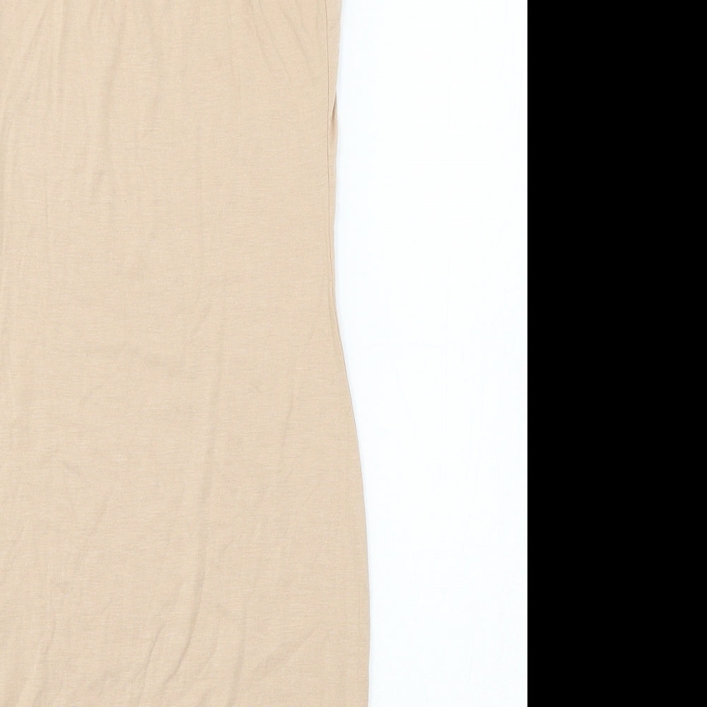 PRETTYLITTLETHING Womens Beige Jersey Slip Dress Size 4