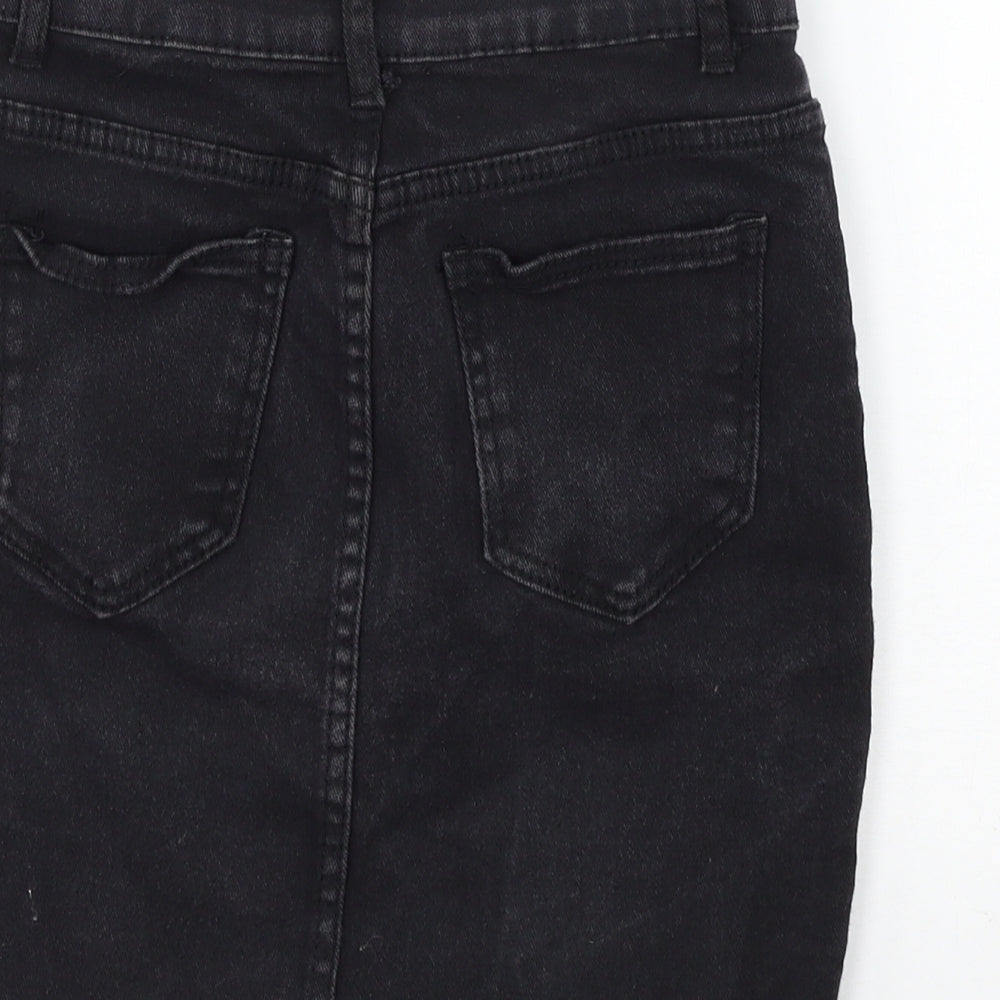 Yu & me Womens Black Denim A-Line Skirt Size S - Distressed