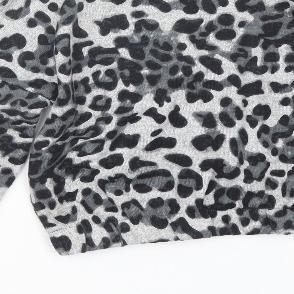 Primark Girls Grey Animal Print Basic T-Shirt Size 8-9 Years