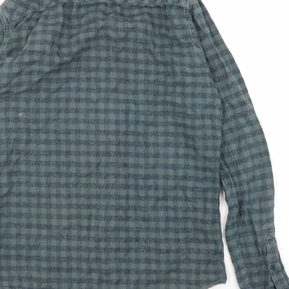 Isolid Mens Green Check Button-Up Size M