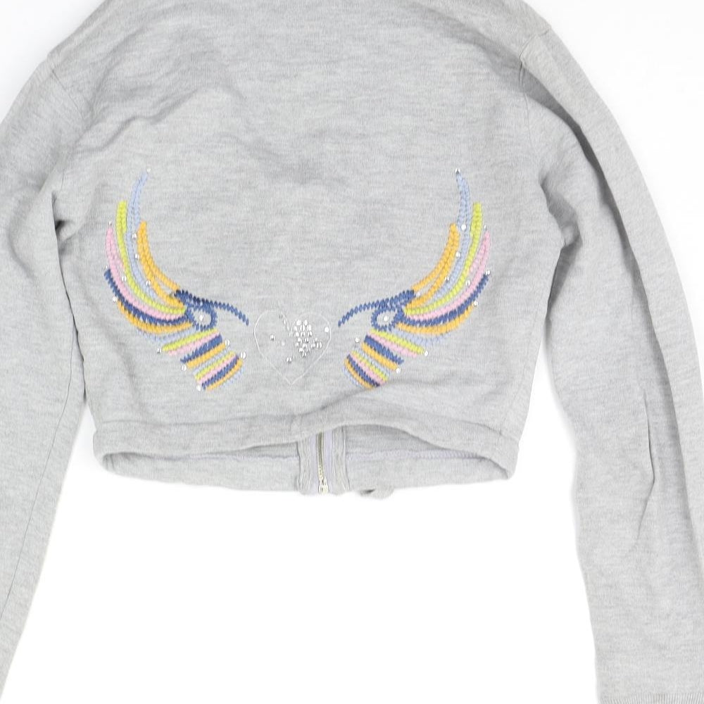 ace couture Womens Grey Full Zip Hoodie Size S
